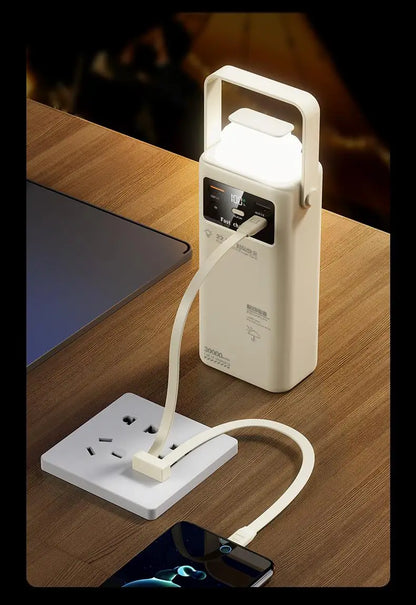 Portable outdoor emergency Power banks smartphone Backup Power 50000mah with built-in cable Powerbank 50000mah camping light