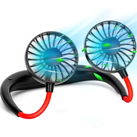 Newest Mini Wearable Usb Charging Air Cooling Conditioner Fan Portable Neck Fan Portable Outdoor Silent Neck Fan