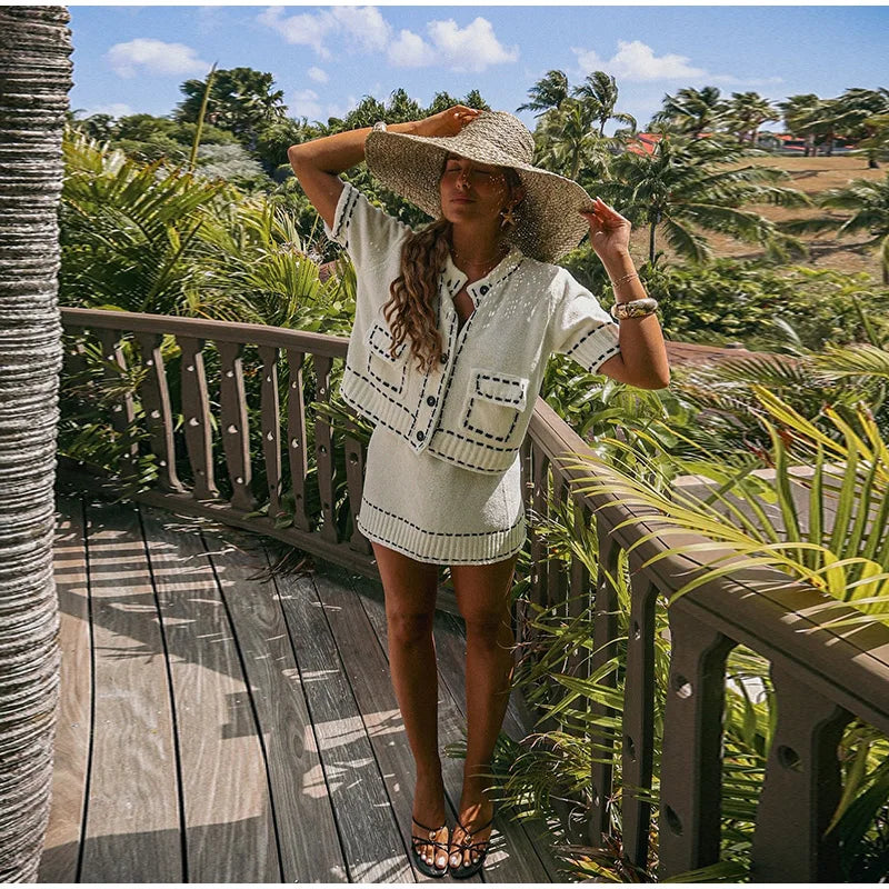 Elegant Unique Button Women's Cardigan Casual O-neck Knitted Single Breasted Sleeveless Blouse Female Summer Lady Office Wears