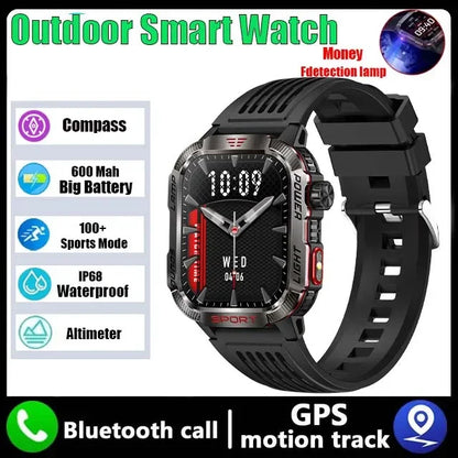 2024 New Durable Military Smart Watch Bluetooth Call Outdoor Sports Track Tracker Men's and Women's Smartwatches LED Flashlight