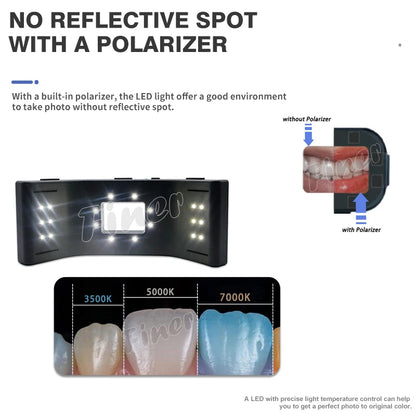 Dental Flash Photography  Light LED Photo Video Flash Light Oral Lamp with Tripod Polarizer Dentist Tool for Dentistry