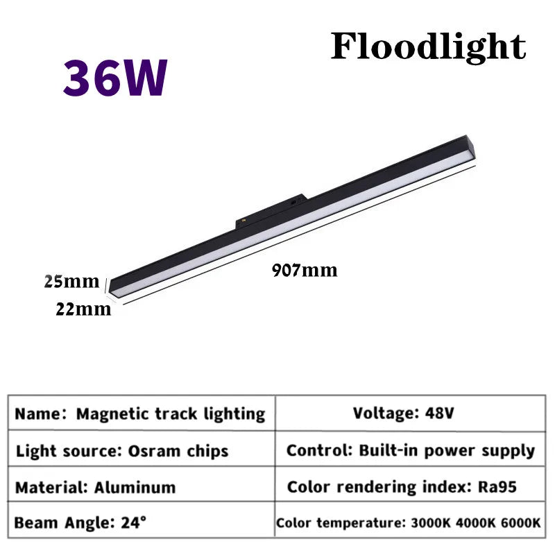 Magnetic Track Light Grille Flood Lamp Modern Embedded Flexible Linear Fixture LED Spotlight DC48V Ceiling Indoor Living