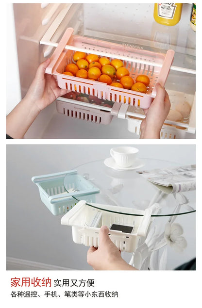 Fridge Organizer Drawer-Storage Rack Refrigerator-Storage Basket Flexible Expandable Storage Fresh Box Freezer Box Organize