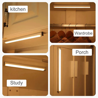 Smart Motion Sensor LED Night Light Bedroom Night Lamp Wireless Dimming USB Charging Night Lamps Cabinet Kitchen Lighting