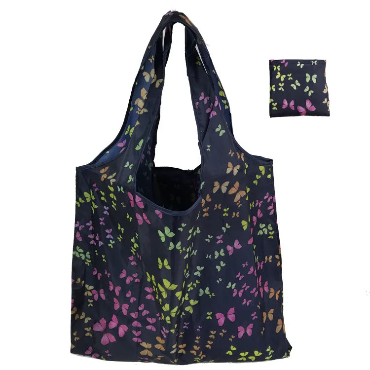 Large Reusable Shopping Bag Women's Foldable Floral Environmentally Friendly Portable Tote Bag Grocery Storage Bag