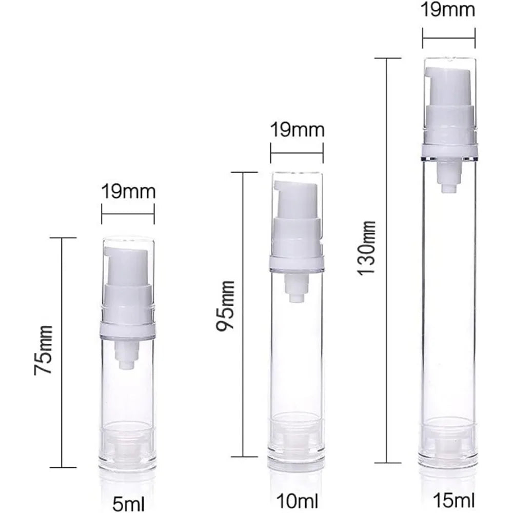 50PCS 5/10/15ML Clear Airless Lotion Spray Pump Bottles Empty Cream Vacuum Cosmetic Containers Travel for Foundations Serums