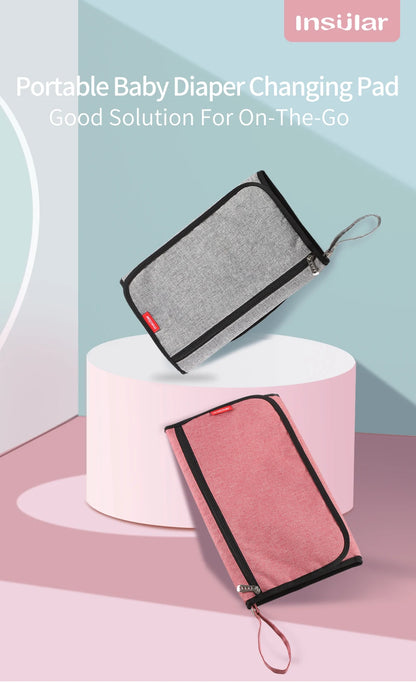 Portable Baby Changing Mat Infant Multifunction Diaper Changing Pad Newborn 2 IN 1 Waterproof Changing Pad Cover Storage Bag