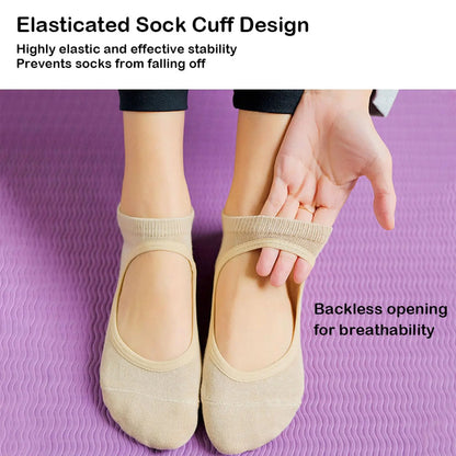 Yoga Socks Women Professional Pilates Socks Anti-Slip Breathable Backless Ankle Ladies Ballet Dance Sports Socks for Fitness Gym