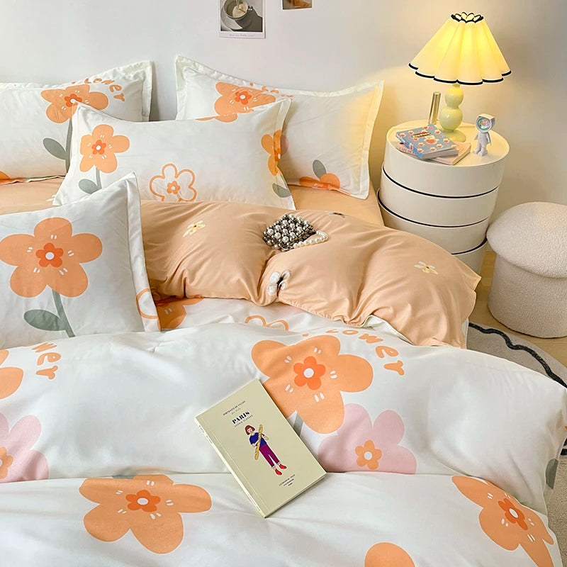 Bedding Set for Girl Boy Bedroom KIDS Modern Comforter Duvet Cover Flat Sheet Pillowcase  Home Textile Soft Bed Linen