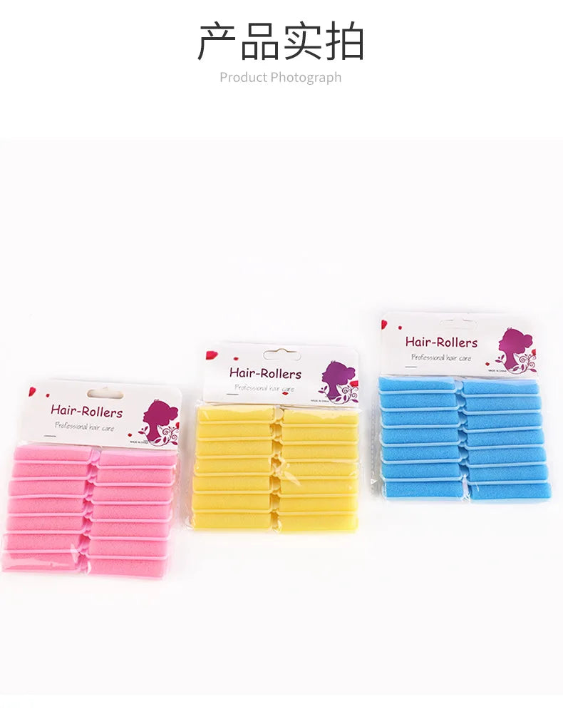 12pcs Fashion Soft Sponge Foam Cushion Hair Rollers Curlers Salon Barber DIY Curls Hairdressing Kit DIY Home Hair Styling Tool