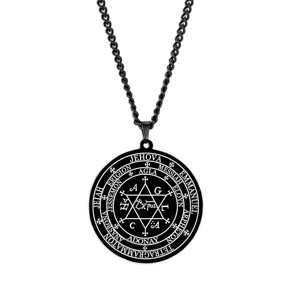 Grand Pentacle De Salomon The Grand Grimoire with The Great Clavicle of Solomon Amulet Talisman Stainless Steel Pendant Necklace