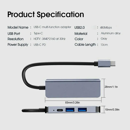 5-in-1 USB C Docking Stations USB C Hubs 4K 30Hz Type C Splitter to HDMI Adapter For Laptop Macbook Computer Accessories