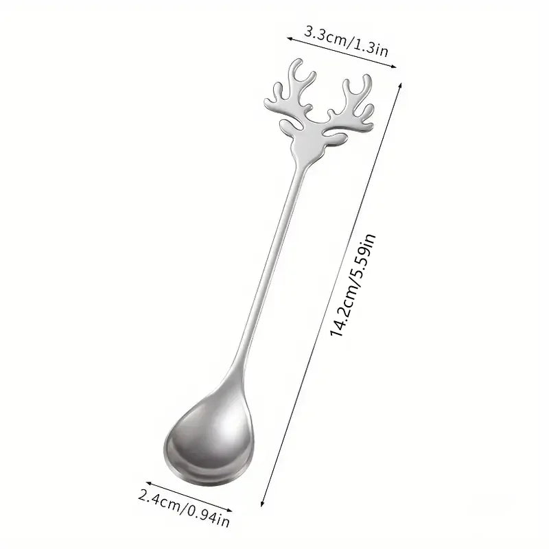 4/8pcsStainless steel elk spoon Home dessert spoon coffee spoon tea spoon Christmas elk design exquisite tableware