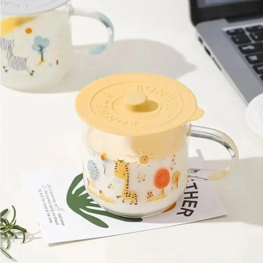 Mugs Lid With Convex Handle Silicone Glass Cup Cover Round Heat-Resistant Cup Lid Dustproof Universal Mug Sealed Cap Pantry