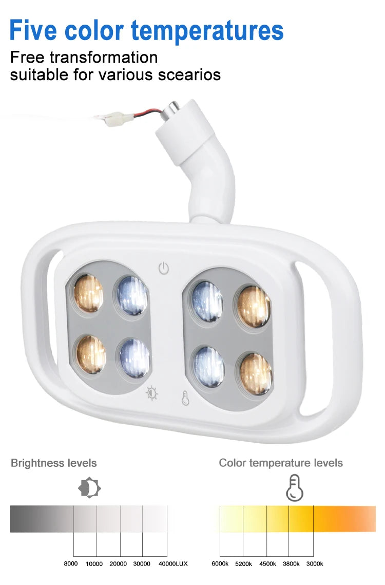 Dental Oral Light 8Bulds LED With Smart Sensor Switch Adjustable Brightness Surgical Lamp Dentistry Induction Yellow White Light