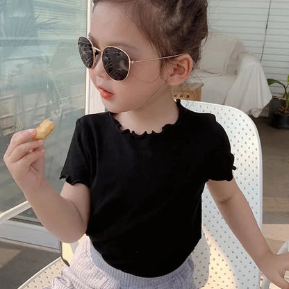 Baby Girls T-shirts for Kids Summer Sleeveless Knitted Tops Vest Outfits Girls Cute Halter Tops Tees Children Clothing 1-12 Year