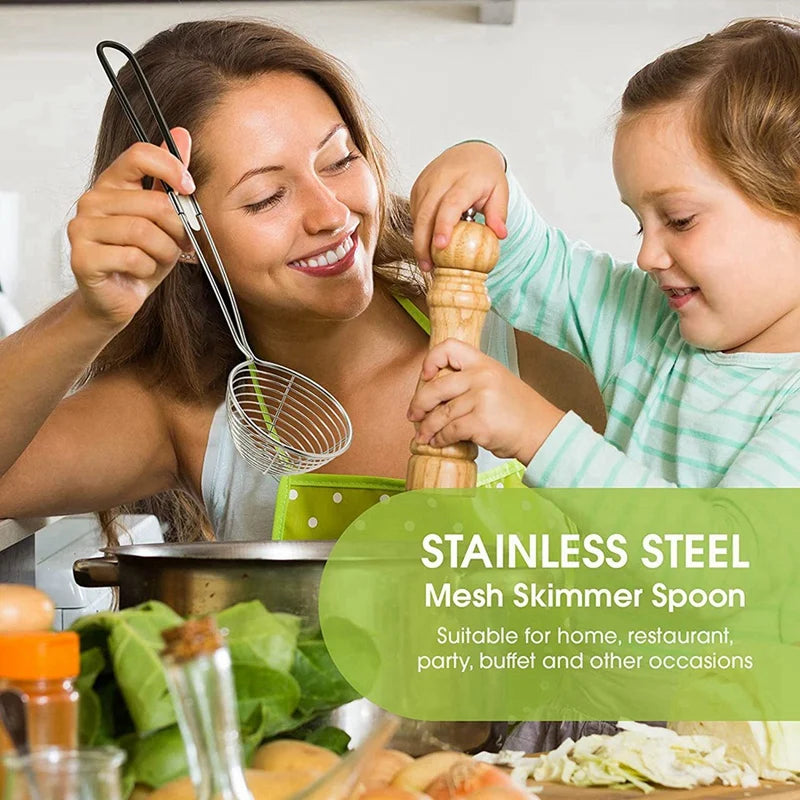Hot Pot Strainer Scoops, Stainless Steel Hot Pot Strainer Spoons Mini Mesh Skimmer Spoon Strainer Ladle With Handle