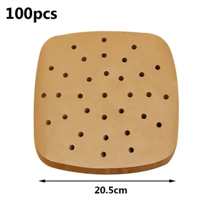 100pcs Air Fryer Liners Non-Stick Air Fryer Mat Disposable Oil Paper Parchment Paper Disposable Liner Home Kitchen Consumables