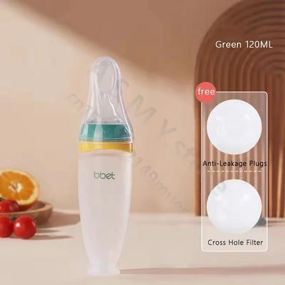 BBET Squeezing Feeding Bottle Silicone Newborn Baby Training Rice Spoon Infant Cerea Food Supplement Feeder Safe Tableware
