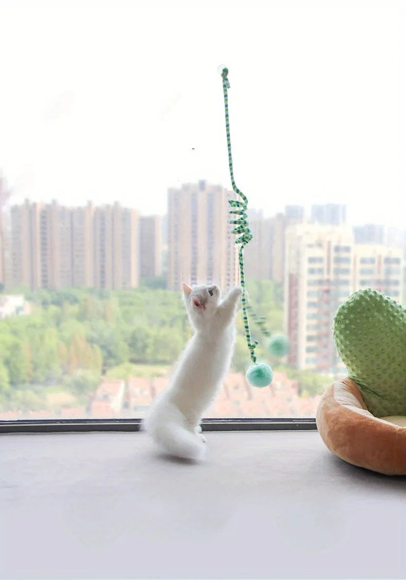 Interactive Cat Hanging  Simulation Cat  Funny Self-hey Interactive  for Kitten Playing Teaser Wand Toy Cat with bell