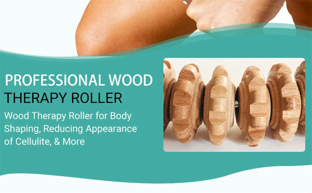 12 Rollers Wooden Curved Massager Handheld Roller Stick, Trigger Point Body Therapy Massager for Belly Waist Muscles Pain Relief