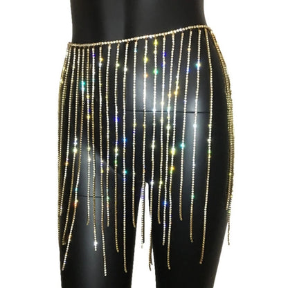 Rhinestone Skirt Belt Rhinestone Tassel Body Chain Waist Belt Tassel Belt Rhinestone Fringe Belt Belly Dance Belt Chain