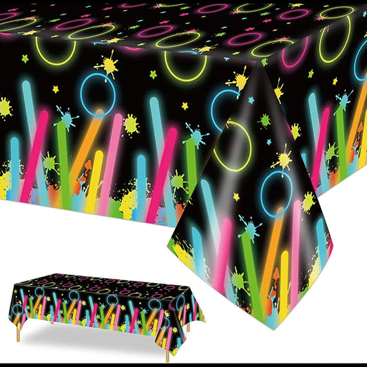 Glow Party Table Covers Neon Party Tablecloths Party Tablecloths Disposable Plastic Neon Glow Table Cloth Birthday Party Supplie