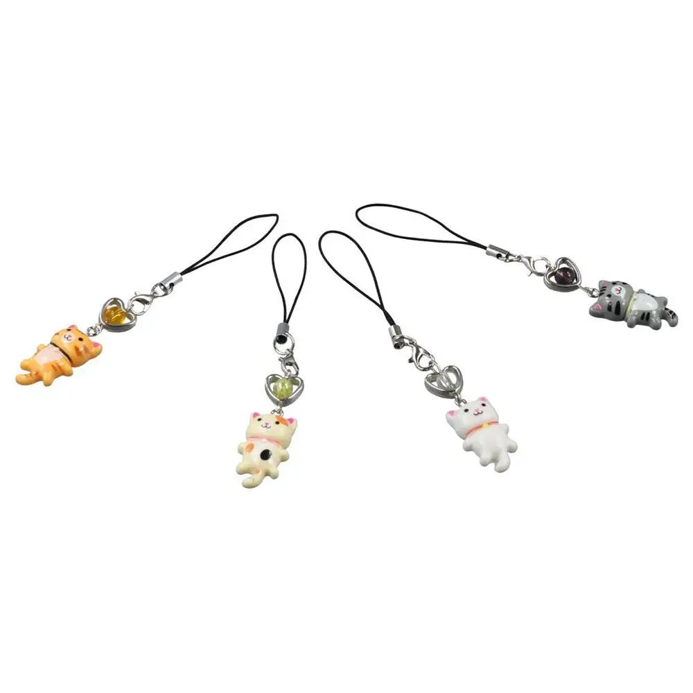 Cat Pendant Phone Strap Anti Lost Keychain Y2K Phone Charm Heart Cute Phone Lanyard Women Girls Phone Accessories