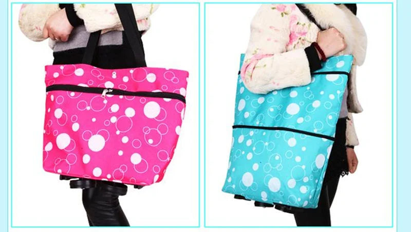 Portable Folding Reusable Shopping Bags Small Pull Cart Buy Shopping Trolley Bag With Wheels Fruit Vegetables Bag Food Organizer