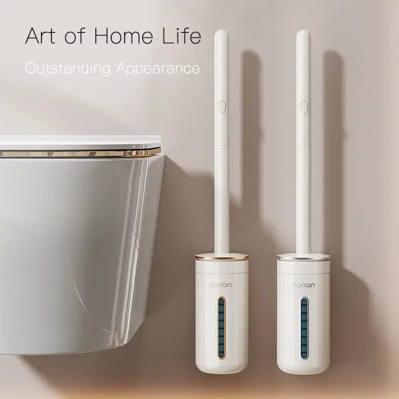 Disposable Toilet Brush Cleaner with Long Handle Bathroom Cleaning Sponge Brush with Replaceable Brush Head Toilet Accessories