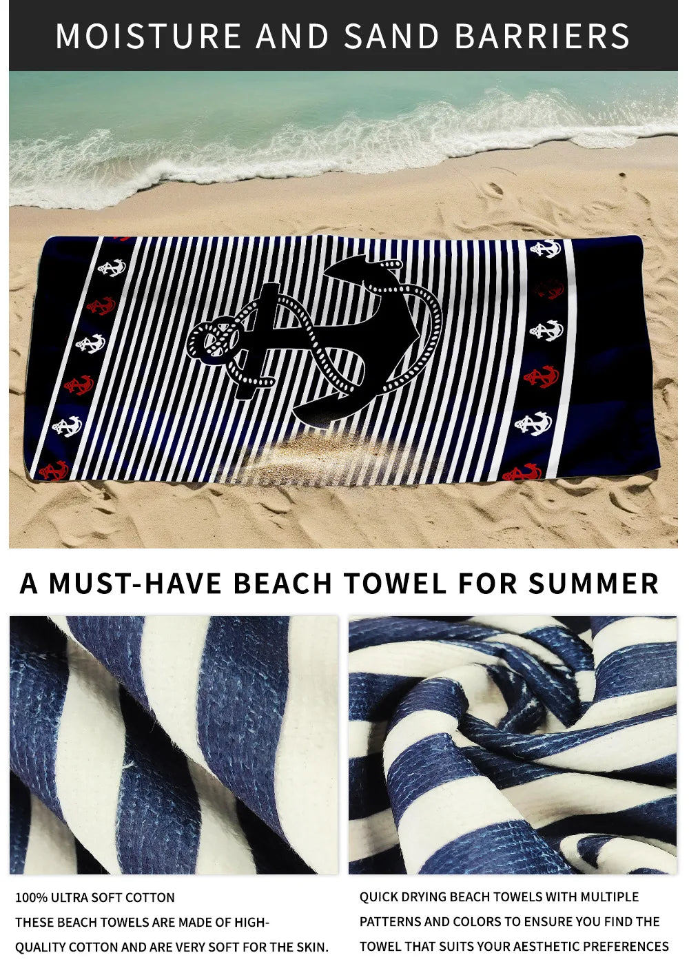 Beach Towels Large Sand Free for Adults Quick Drying Towel Swimming Super Absorbent Microfiber Bath Print Sports Surf Sea Travel