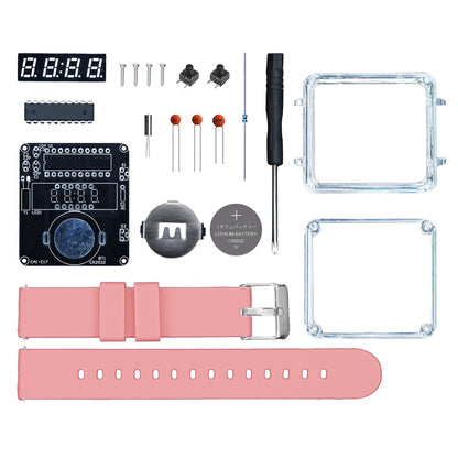 DIY Electronic Watch Kit LED Digital Tube Display Creative Soldering Project Transparent Case 3V DIY Kit Electronic