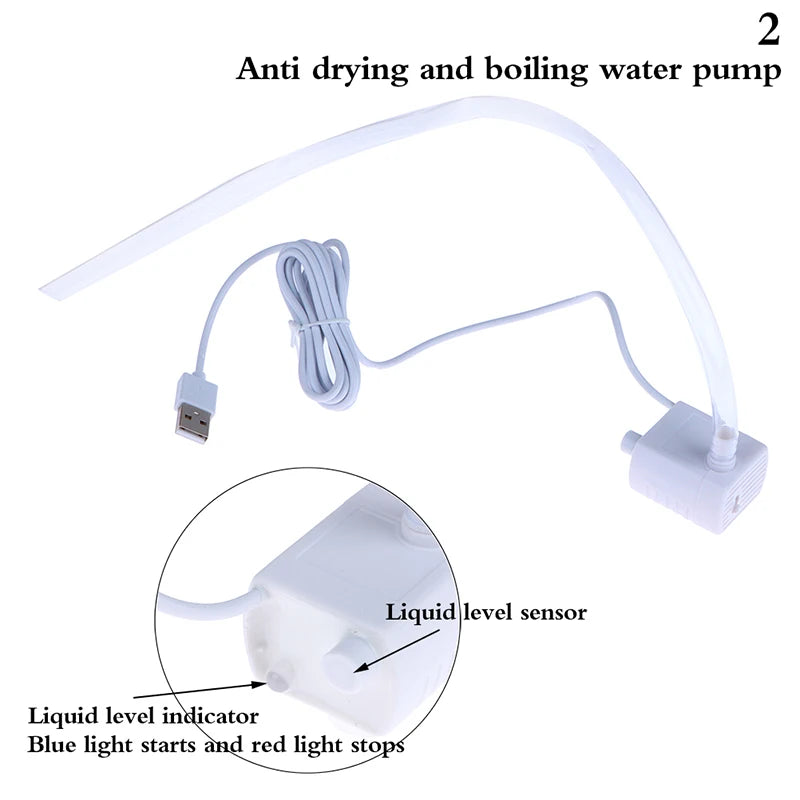 Water Pump LED Light Pet Cat Water Fountain Motor Replacement For Cat Flowers Drinking Bowl Dispenser Home Pet Dog Accessories