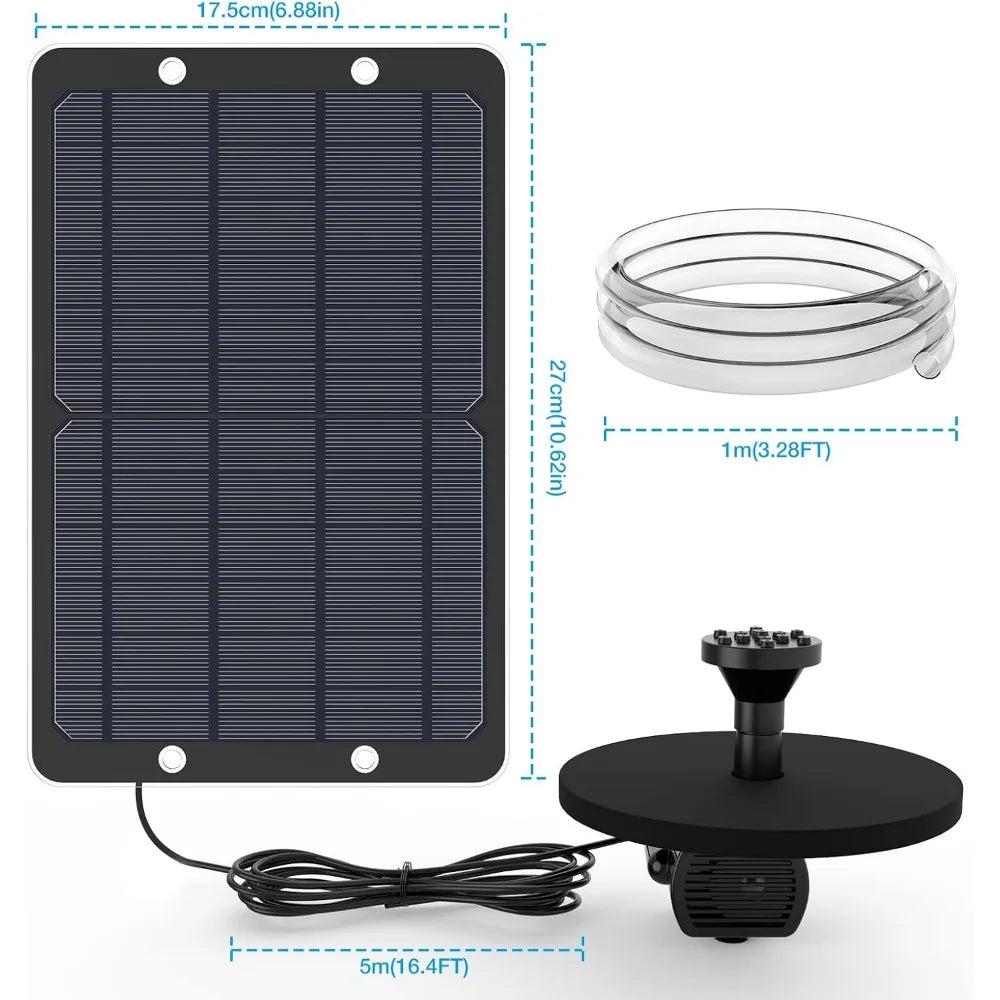 9w Solar Fountion Solar Water Fountain for Garden Floating Water Fountain with 4 Nozzles and Water Pipe Solar Fountain for Pond