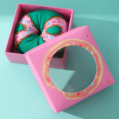 A pair of novelty interesting donut socks comfortable and breathable suitable for Halloween Christmas Valentine's Day Gifts