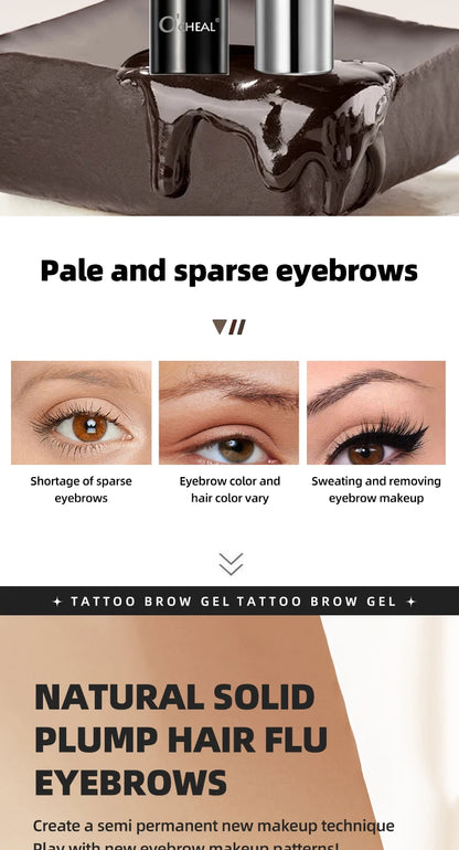 Ocheal Easy Peel Off Eyebrow Gel Tattoo Tint Semi-Permanent Eyebrow Gel Waterproof Long-Lasting Black Brown 3D Mascara Serums