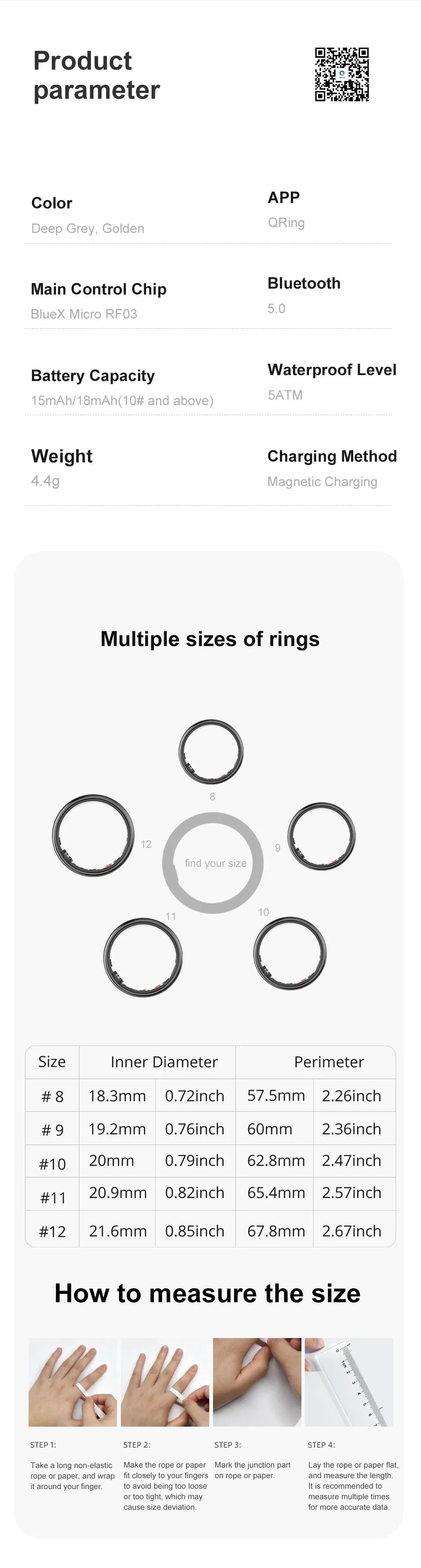 Smart Ring R06 Men Women Health Monitor IP68 5ATM Waterproof Smartring Fitness Tracker Man Smart Rings Multiple Sport Modes