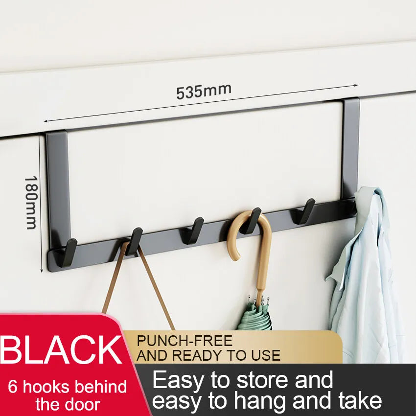 Hooks Over The Door Bathroom Organizer Rack Durable Hanging Row Hook Holder Clothes Coat Hat Towels Hanger Storage 5/6/7 Hooks