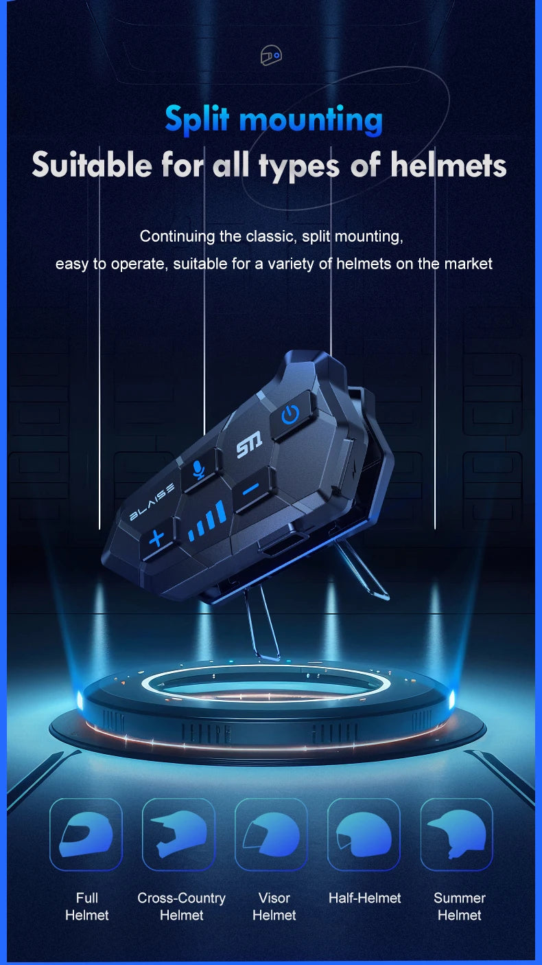 Y10 Motorcycle Helmet Bluetooth Headset 2000Mah Super Long Standby Wireless Hands-free Waterproof Motorbike Earphone