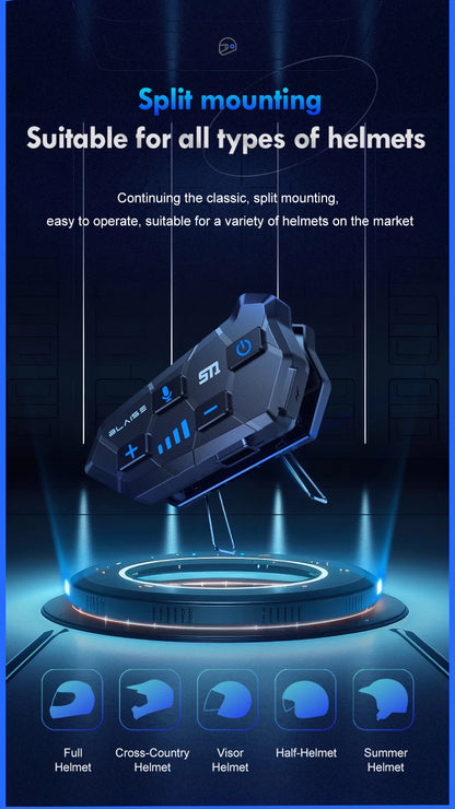 Y10 Motorcycle Helmet Bluetooth Headset 2000Mah Super Long Standby Wireless Hands-free Waterproof Motorbike Earphone