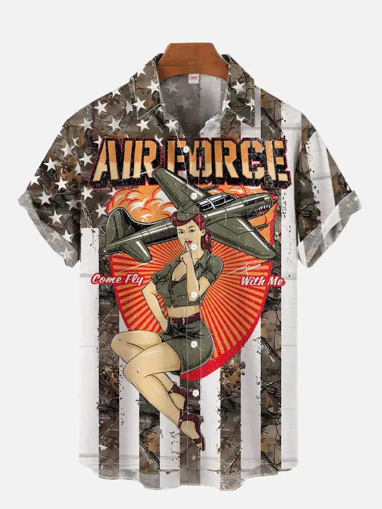 1980s Vintage Pin Up Girl Poster Sexy Girls Blonde Beauty 3D Prints Men's Short Sleeved Shirts For Men Fashion Hawaiian Shirt