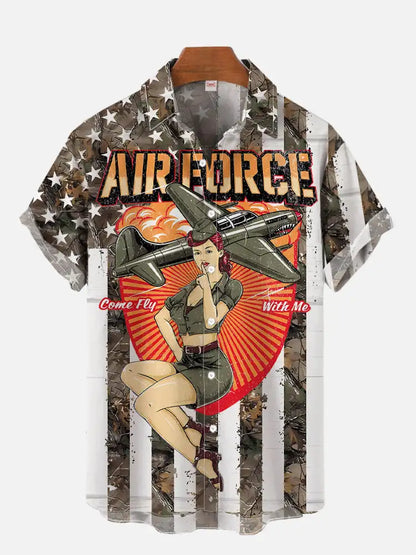 1980s Vintage Pin Up Girl Poster Sexy Girls Blonde Beauty 3D Prints Men's Short Sleeved Shirts For Men Fashion Hawaiian Shirt