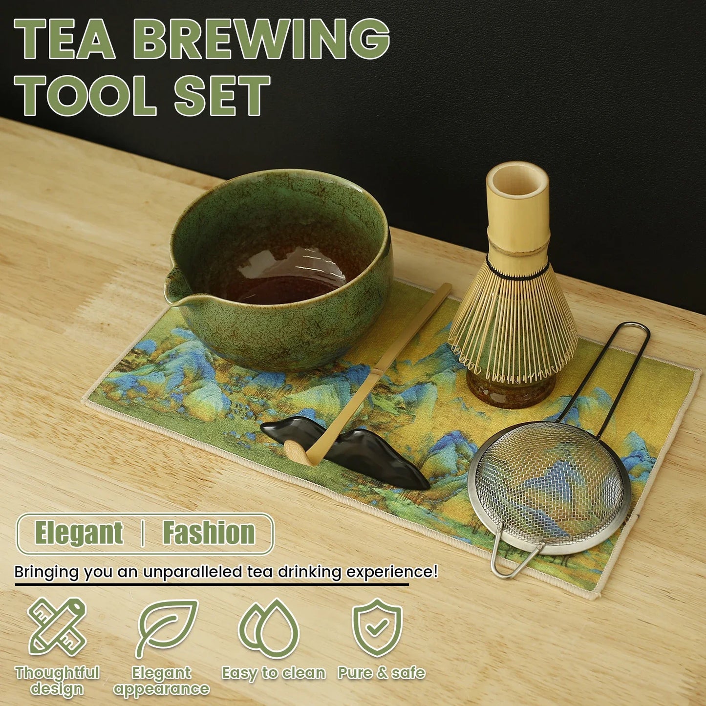 Matcha Whisk Set Easy to Clean Matcha Tea Set Versatile Matcha Whisk and Bowl Set Sturdy Matcha Kit Include Matcha Bowl Kit