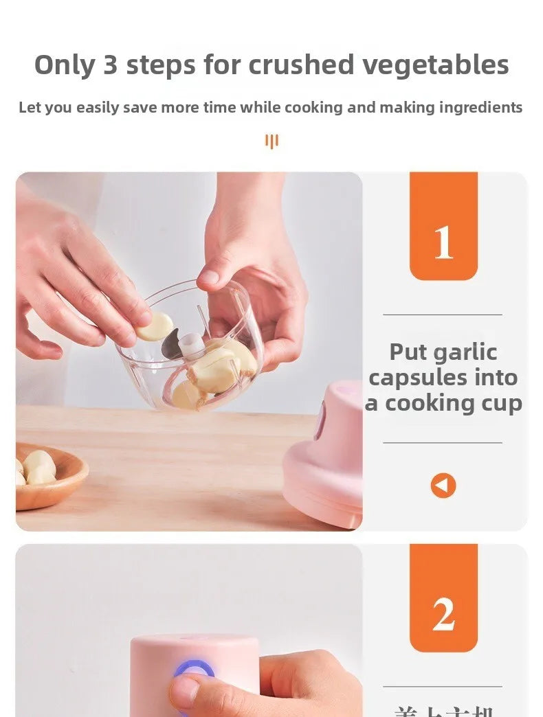 Portable Electric Garlic Chopper 100ml 250ml USB Vegetable Grinder Kitchen Garlic Masher Food Processor Tool