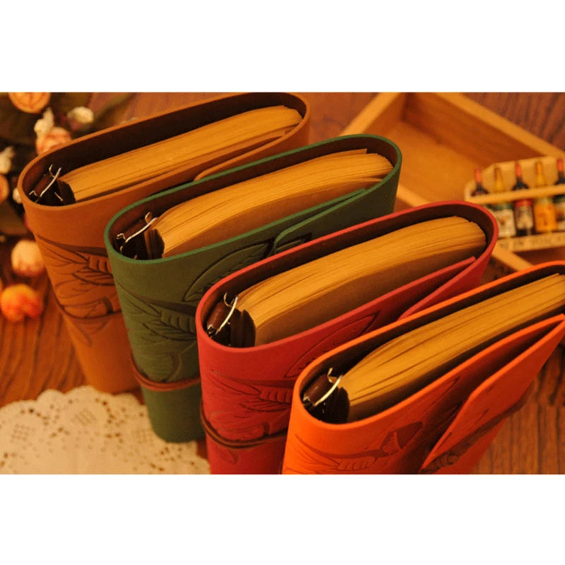 1PC Retro Leaf Notebook School Office Stationery Diary Notepad Literature PU Leather Note Book Traveler Journal Planners Gifts