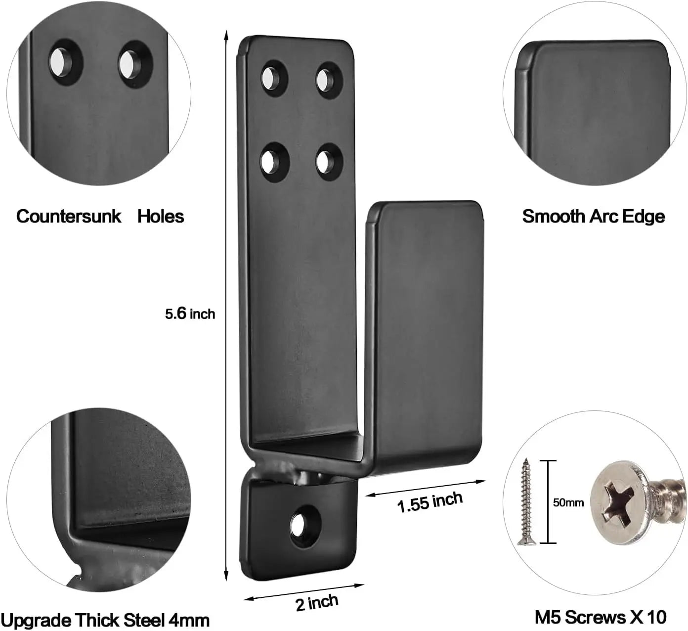 1 Pair Door Barricade Brackets, Door Metal Bar Bracket for 2X4 Lumber Door Brace Security Bar