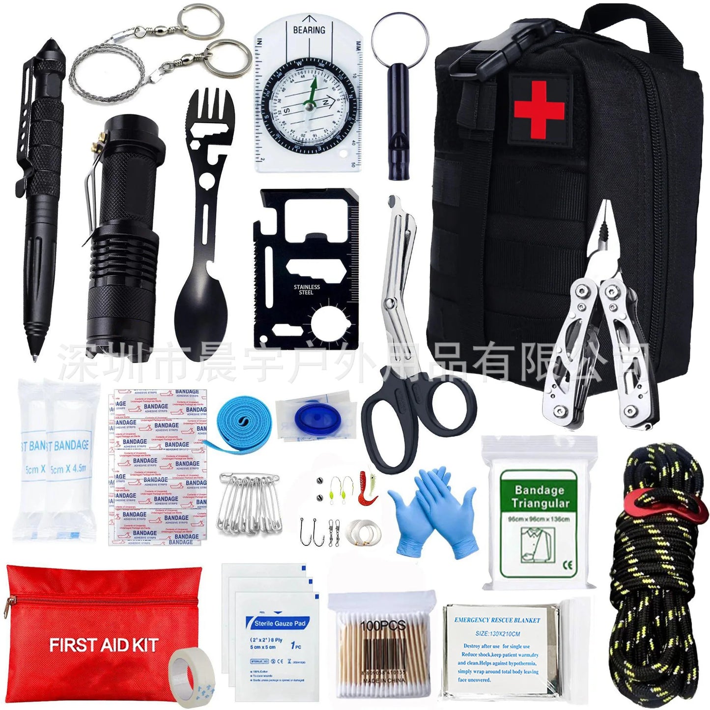 Outdoor Gear Emergency Kits Car Survival First Aid Kit Full Set Molle Camping Hiking Trauma Bag First Aid Kit Outdoor IFAK Edc