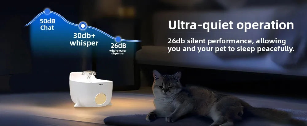 2.8L USB Whale Fountain Dog Pet Water Dispenser Safety Automatic Water Circulation Intelligent Automatic Cat Water Dispenser