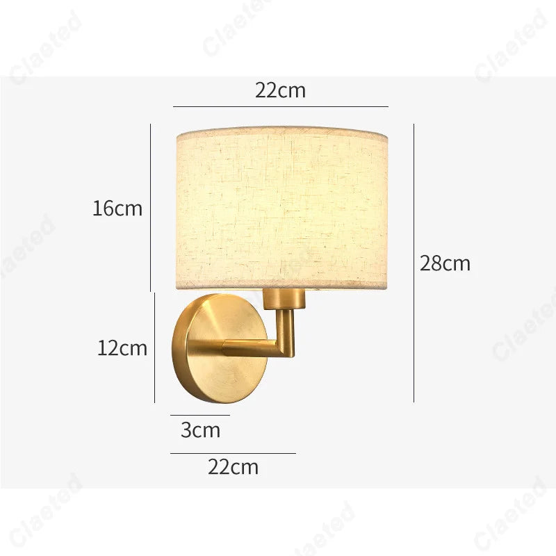 LED Fabric Lampshade E27 Decorative Wall Lamp Indoor Corridor Living Room Bedroom Bedside Wall Lamp Decorative Lighting Fixture