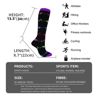 Compression Socks Women Men Knee Stocking 20-30mmHg Edema Diabetes Varicose Veins Nurse Compression Running Cycling Travel Socks